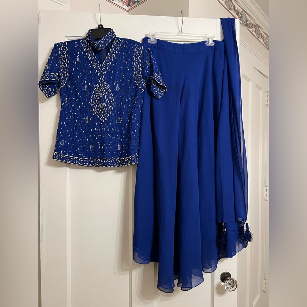 Dark Blue Indian Lengha Choli Set